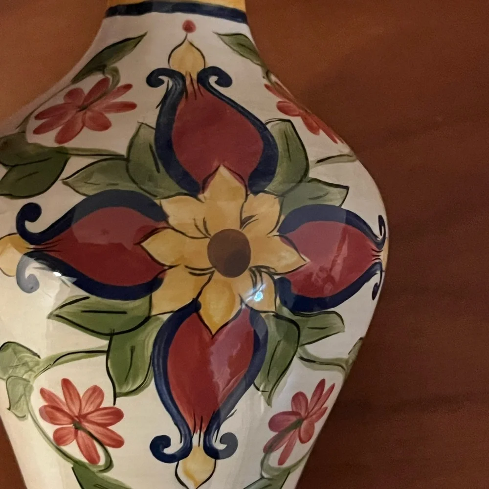 Pier 1 Imports Vallarta Handpainted Mediterranean Oil Dipenser Cruet 8.25